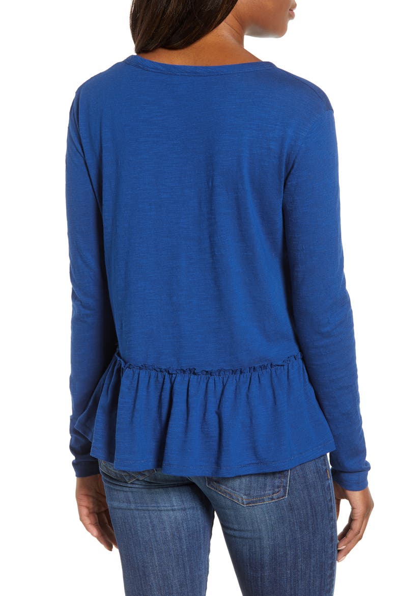 Peplum Tee, Alternate, color, BLUE MAZARINE