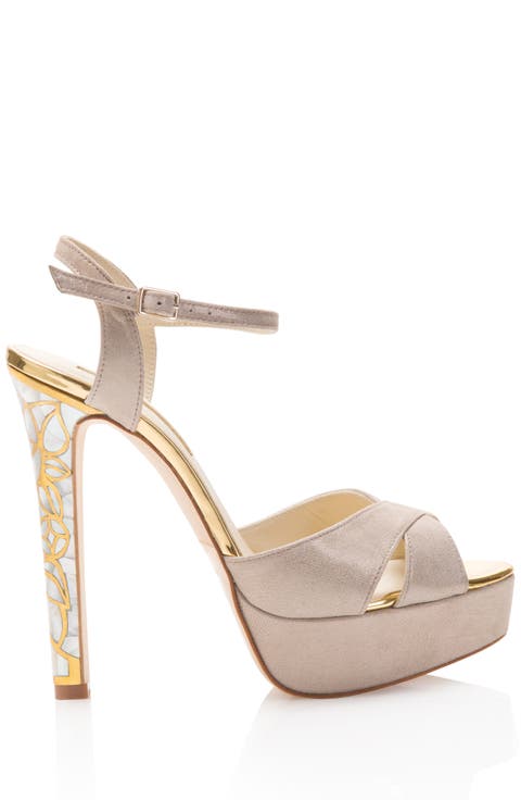 Rose in Bloom Ankle Strap Pearl Heel Sandal