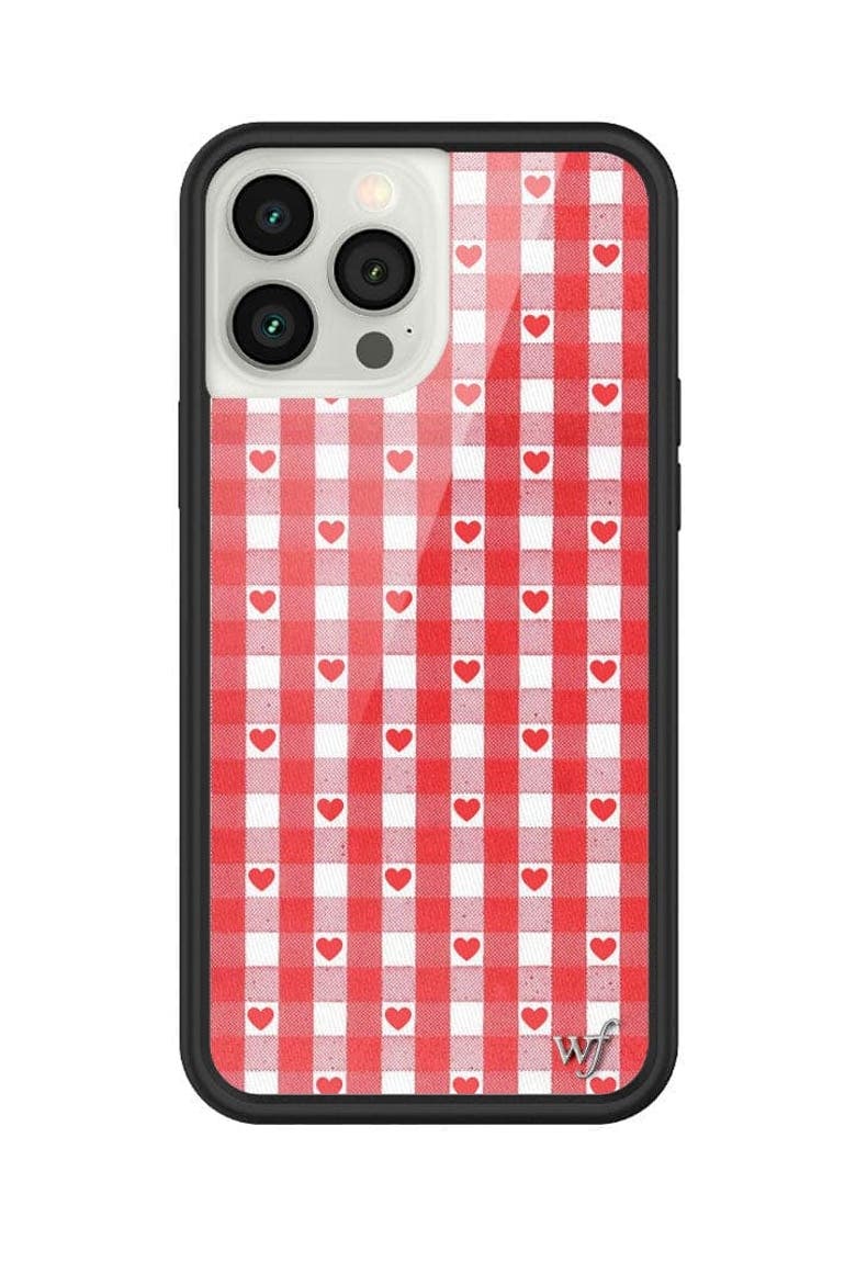 Gingham Hearts | Red iPhone Case, Alternate, color, Red