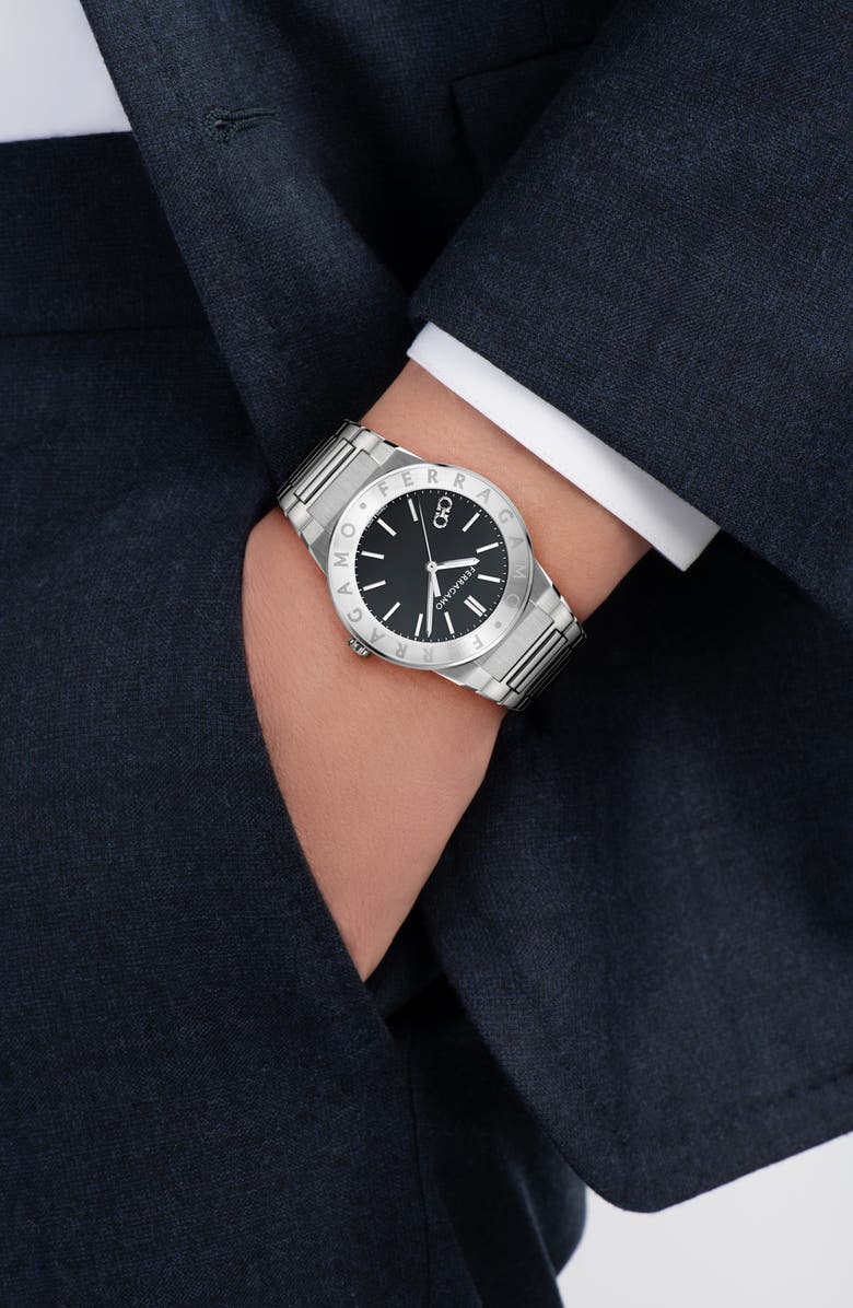 FERRAGAMO Logo Bracelet Watch, 41mm, Alternate, color, Stainless Steel