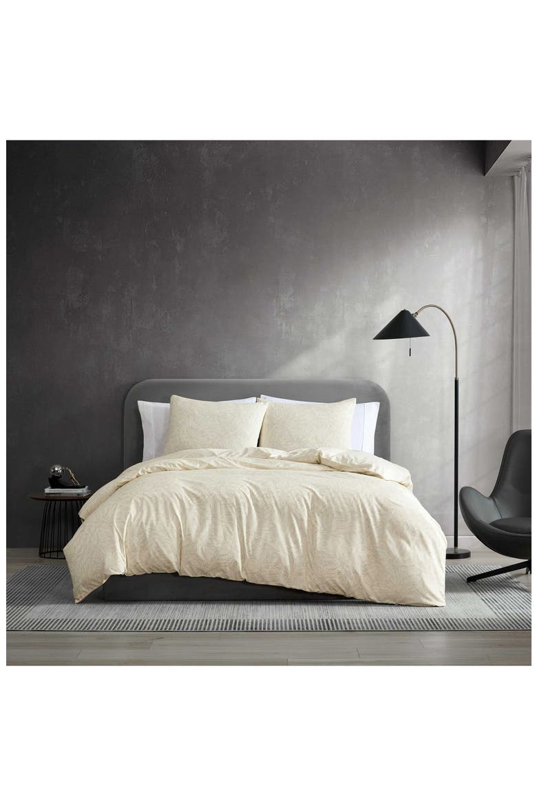 Linear Floral 3-Piece Duvet Cover Set, Alternate, color, OFF WHITE/ SAND BEIGE