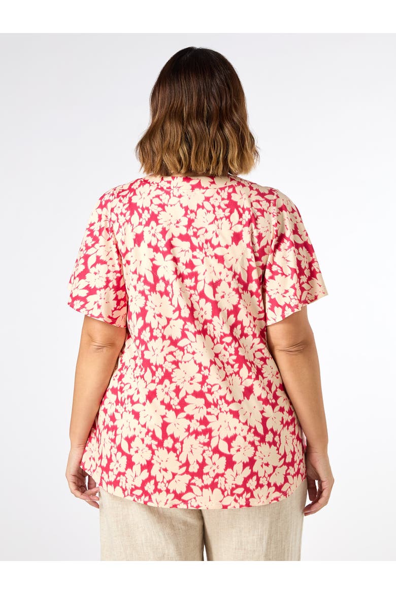 Floral Print Jersey Pleat Front Top, Alternate, color, Pink