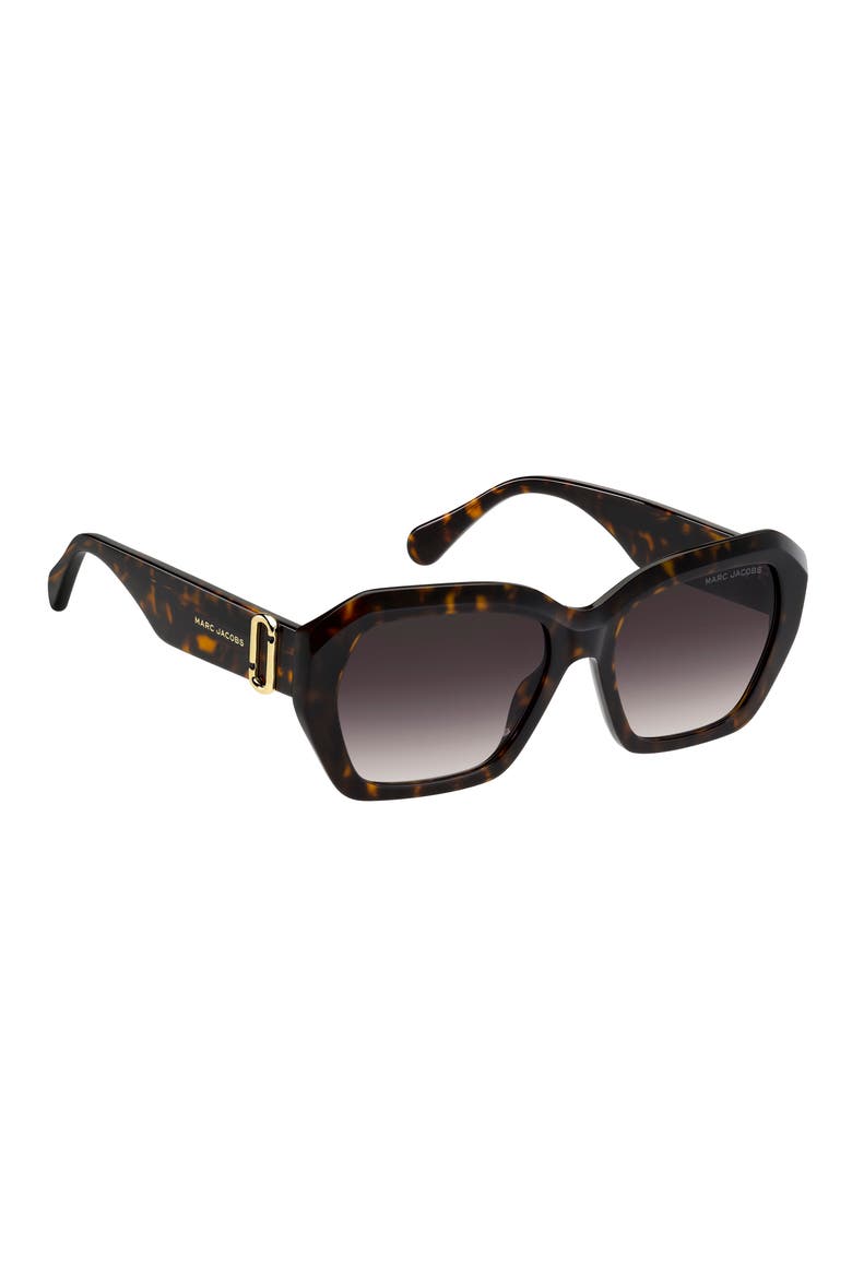 55mm Square Geomatric Sunglasses, Alternate, color, HAVANA/ BURGUNDY