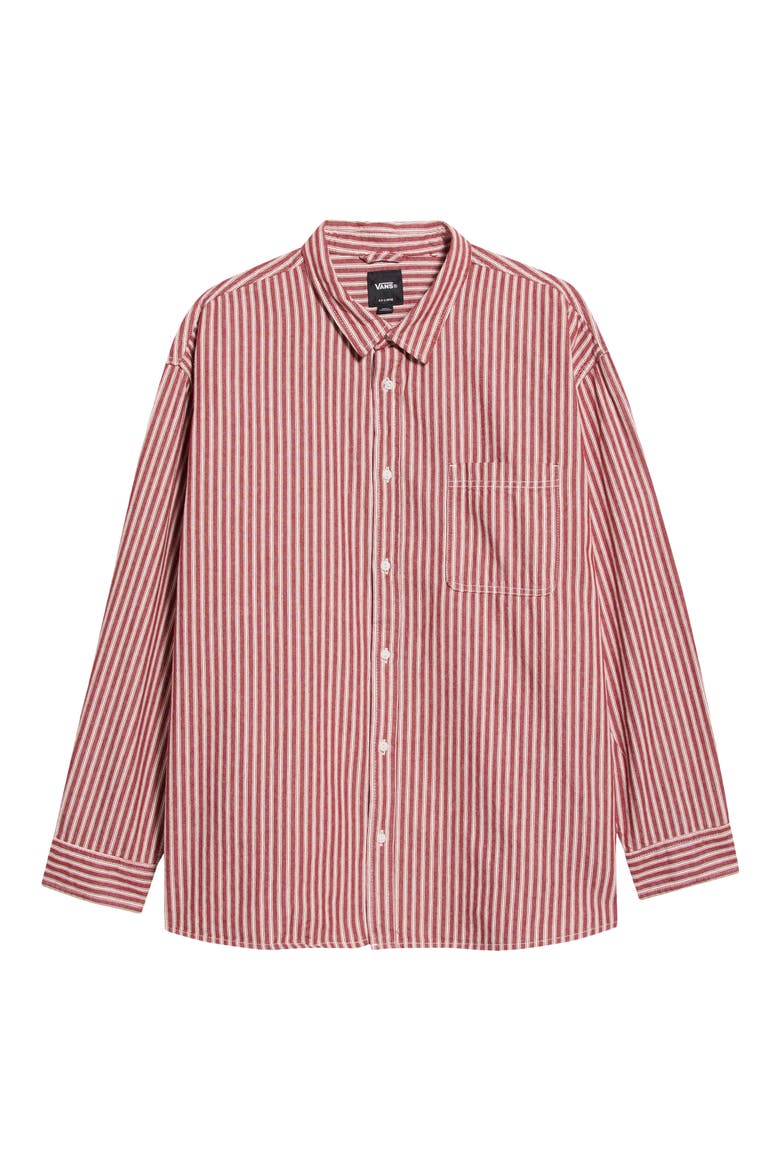 Lawson Stripe Cotton Button-Up Shirt, Main, color, POPPY EMBER