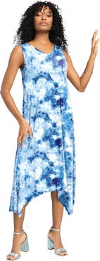 Roaman's Plus Size Stretch Knit Mid Length Sleeveless Swing Dress
