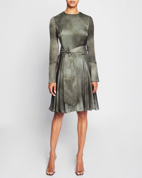 Santorelli Roni Long Sleeve Knee Length Ombre Polka Dot Flared Dress In Deep Sage