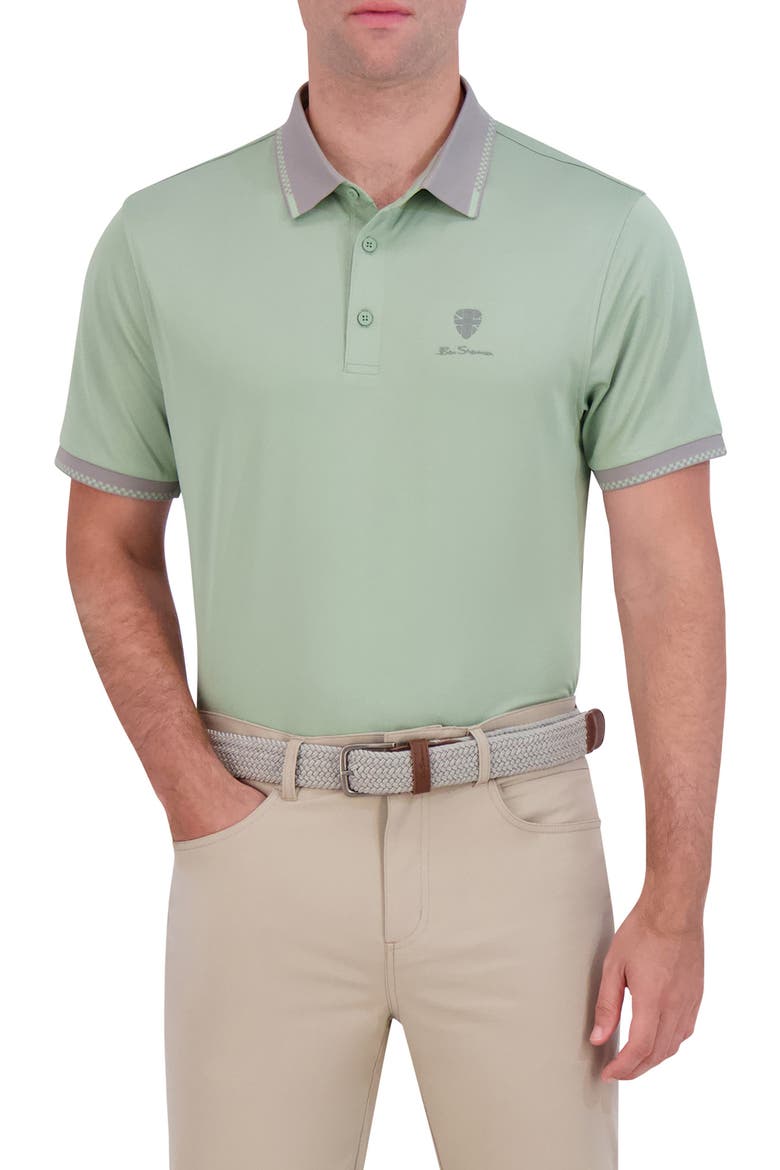 Checker Rib Air Piquè Golf Polo, Main, color, SAGE