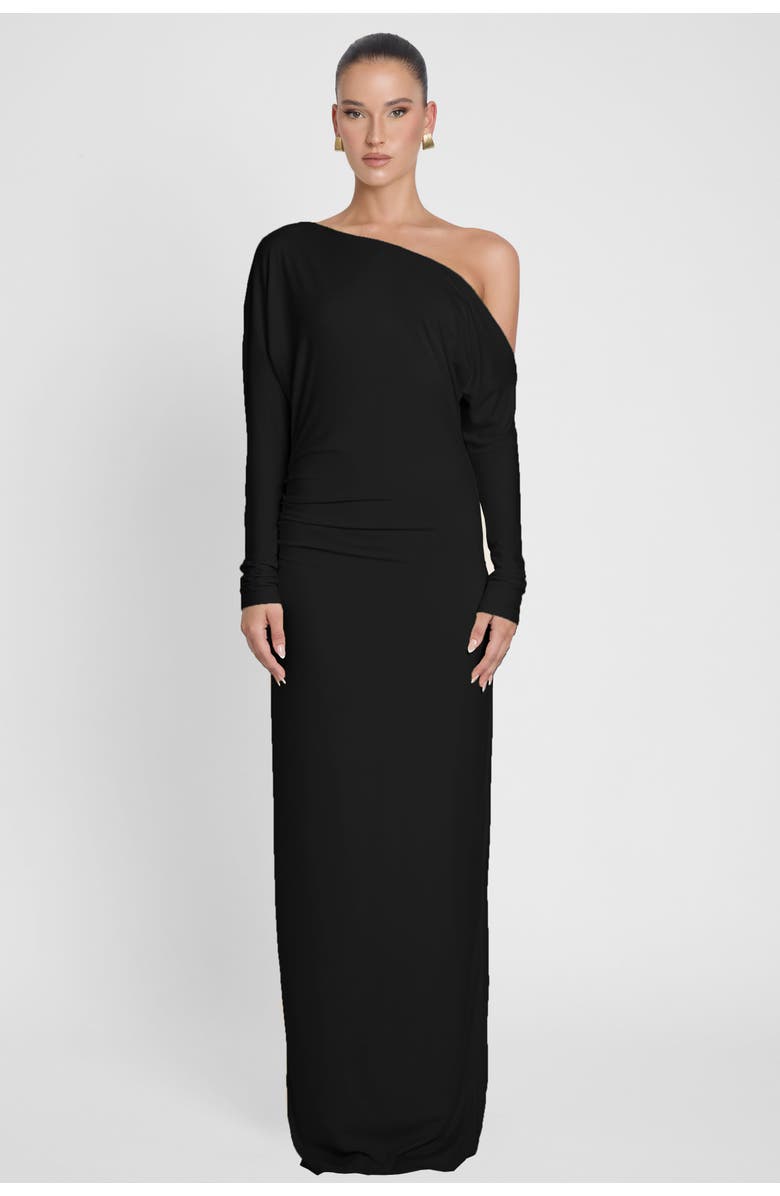 LEAU Sola Slouchy Jersey Maxi Dress, Main, color, Black