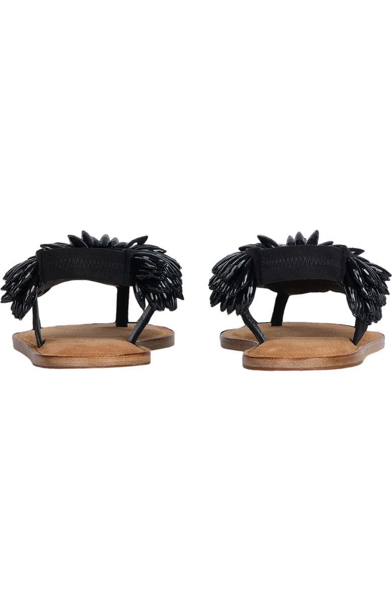 Balmain Flat sandals in suede and beads, Alternate, color, Black
