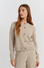 Chinti & Parker Wool Cashmere Blend Crew Neck Cropped Cardigan