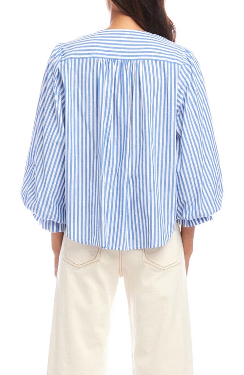 Karen Kane Stripe Layered Sleeve Shirred Blouse