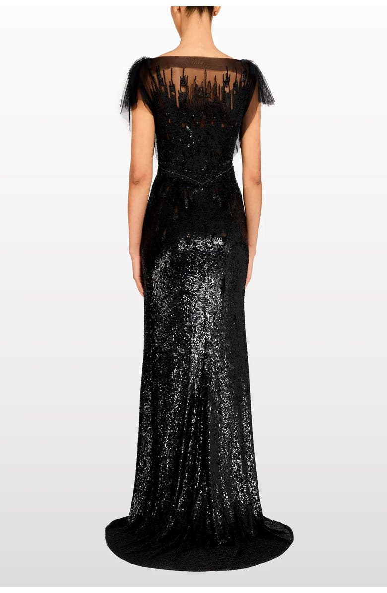 Jenny Packham Bonnie Sequin-Embellished Tulle Dress, Alternate, color, Liquorice