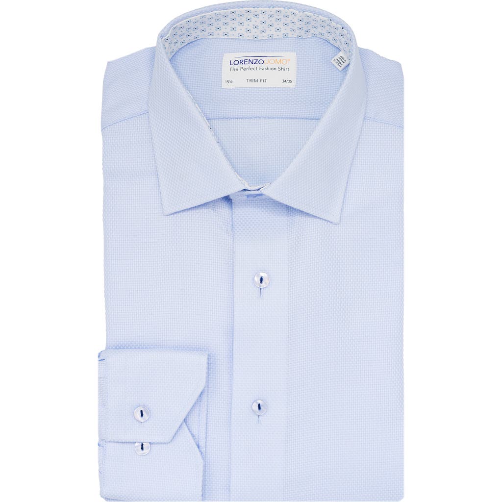 Lorenzo Uomo Trim Fit Basketweave Cotton Dress Shirt In Light Blue