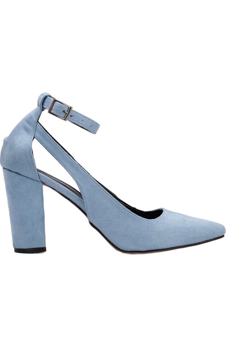 Forever & Always Shoes Colette Pointed Toe High Block Heels, Main, color, Baby Blue Suede