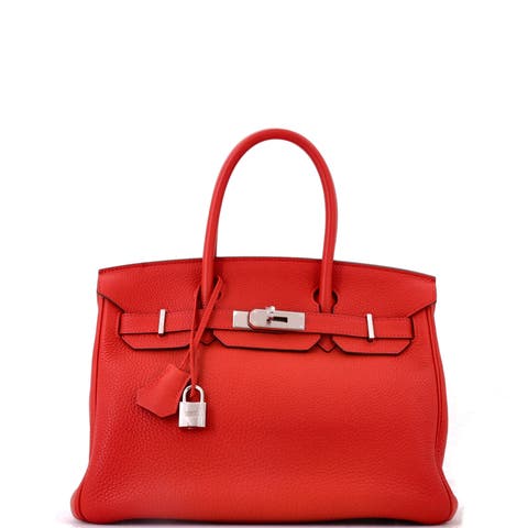 Birkin Handbag Red Togo with Palladium Hardware 30