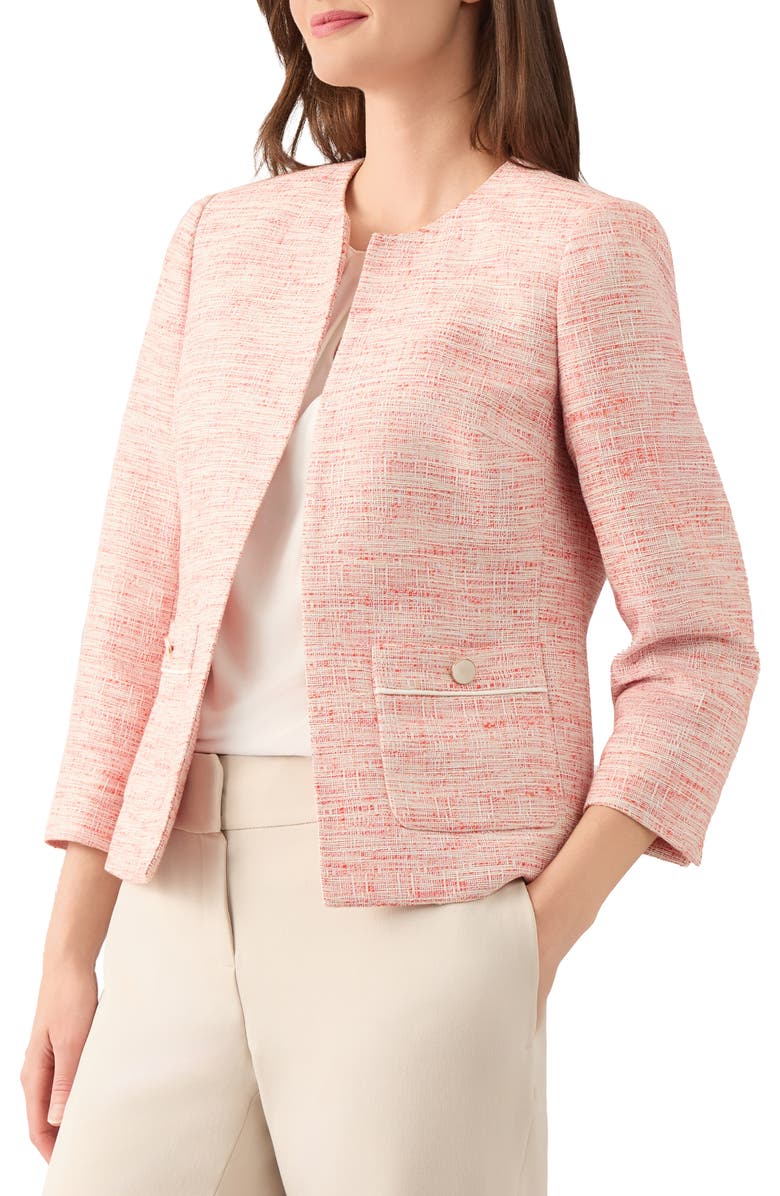 KASPER Open Front Tweed Jacket, Alternate, color, Valencia Multi