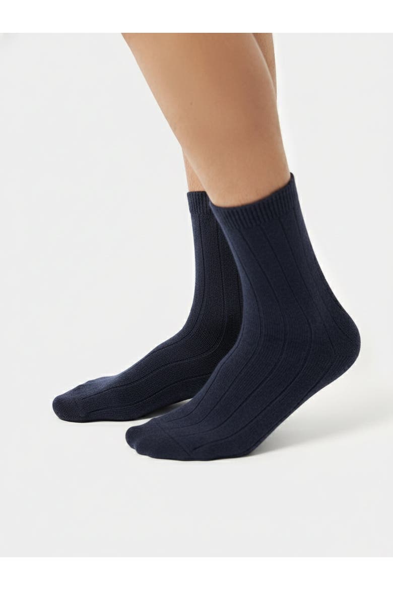 Trim Knit Bed Socks, Main, color, navy blazer