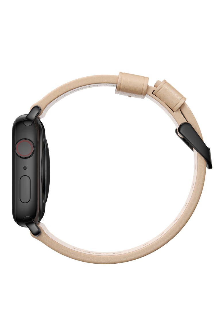 Modern Slim Leather 22mm Apple Watch® Watchband, Alternate, color, TAN/BLACK