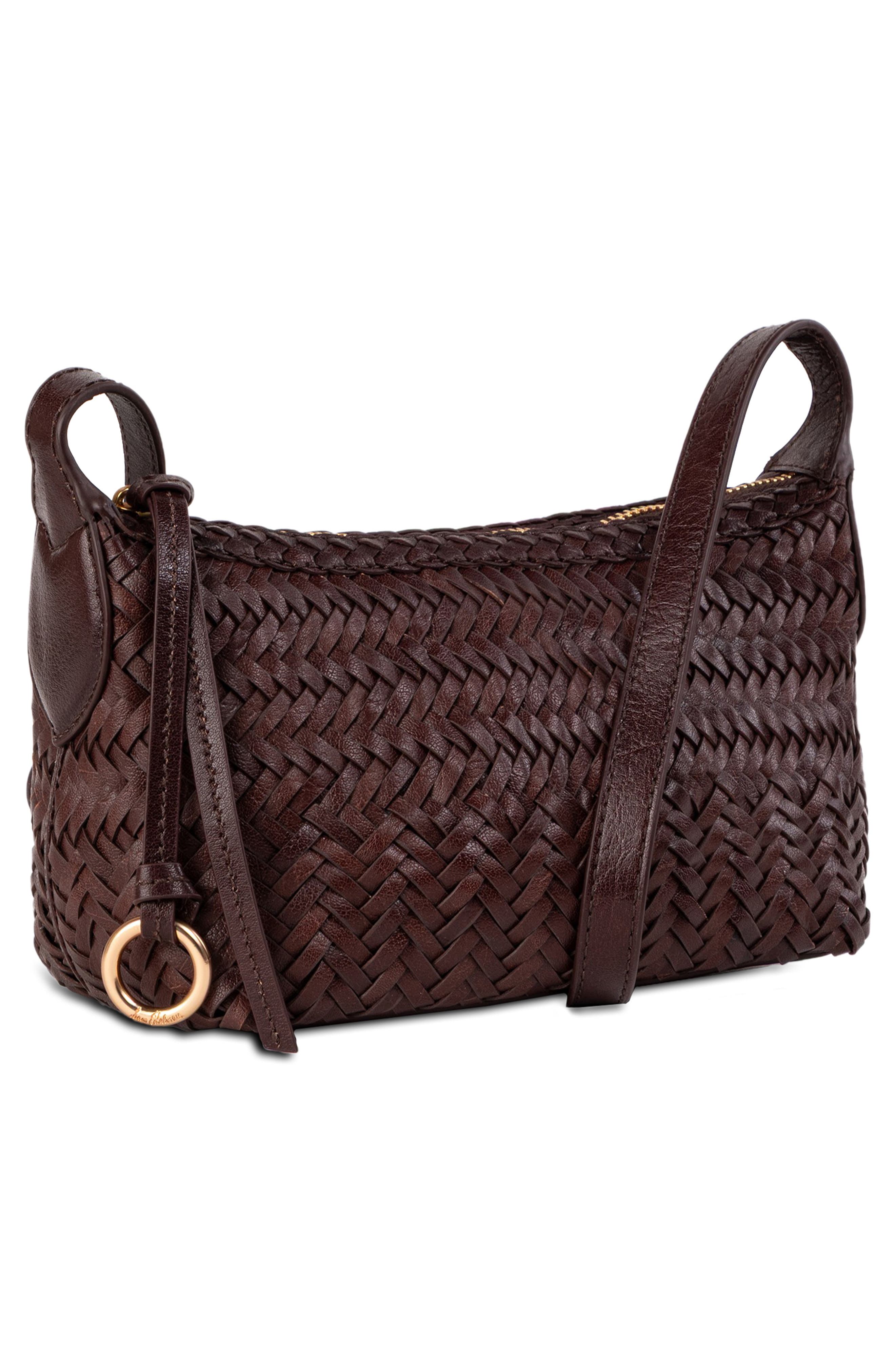 Sam Edelman Kasey Woven Leather Crossbody Bag, Alternate, color, Dark Brown