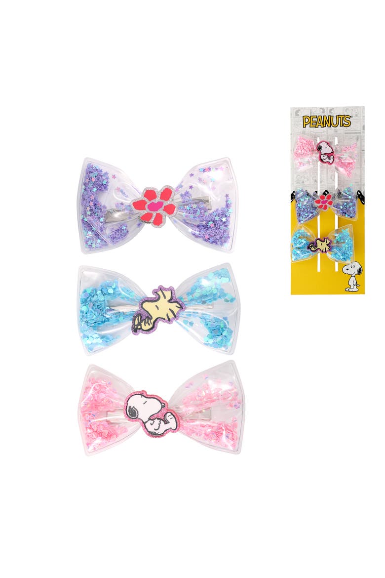 Snoopy Woodstock Shaker Hair Bows 3-Piece Set, Peanuts Gifts, Main, color, Multicolored