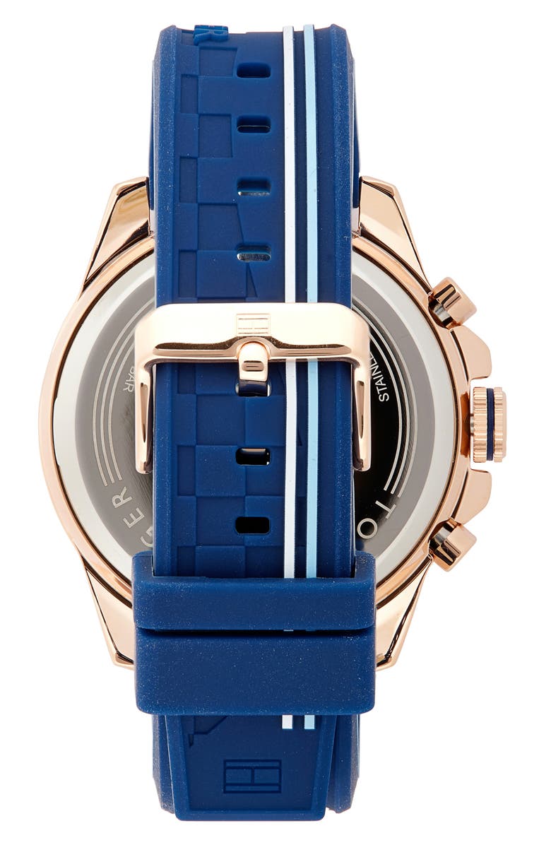 Tommy Hilfiger Tucker Multifunction Silicone Strap Watch, 46mm, Alternate, color, Blue