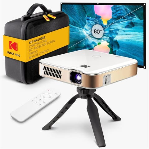 Luma 400 Smart Projector, HD Portable Pico Projector with 80" Screen, Remote, Tripod 
Case