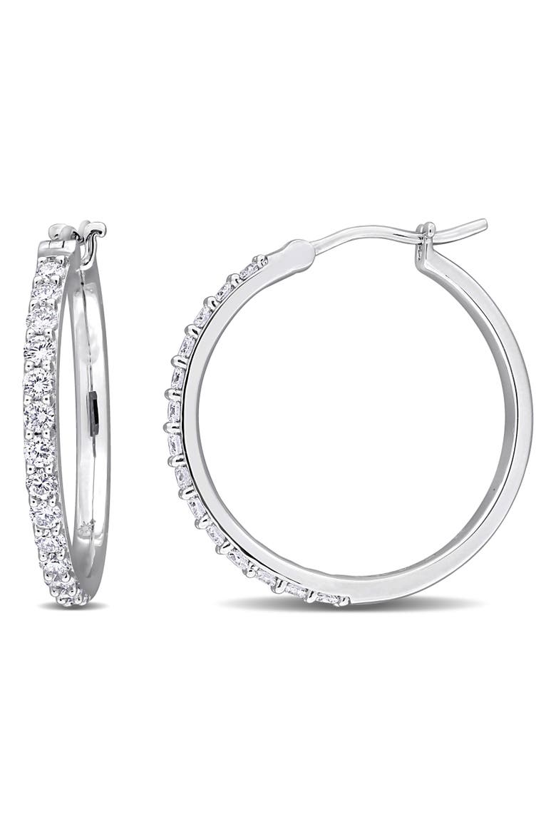 Lab-Grown Diamond Hoop Earrings Sterling Silver, Main, color, Sterling Silver