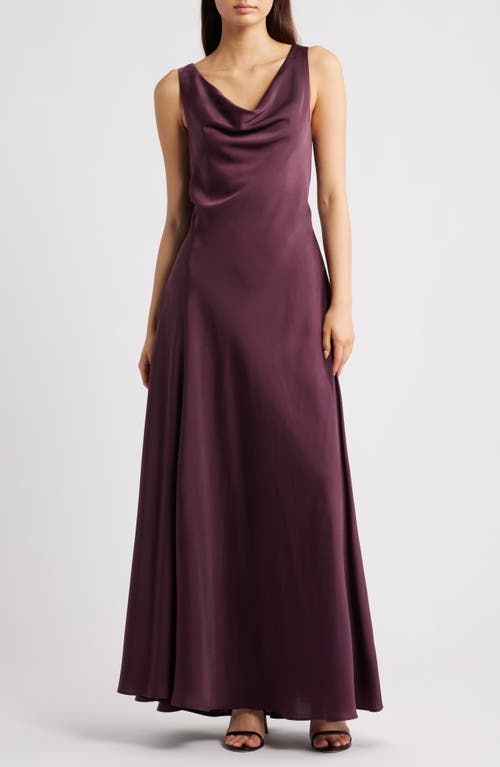 Wayf Tala Cowl Neck Satin Gown In Purple