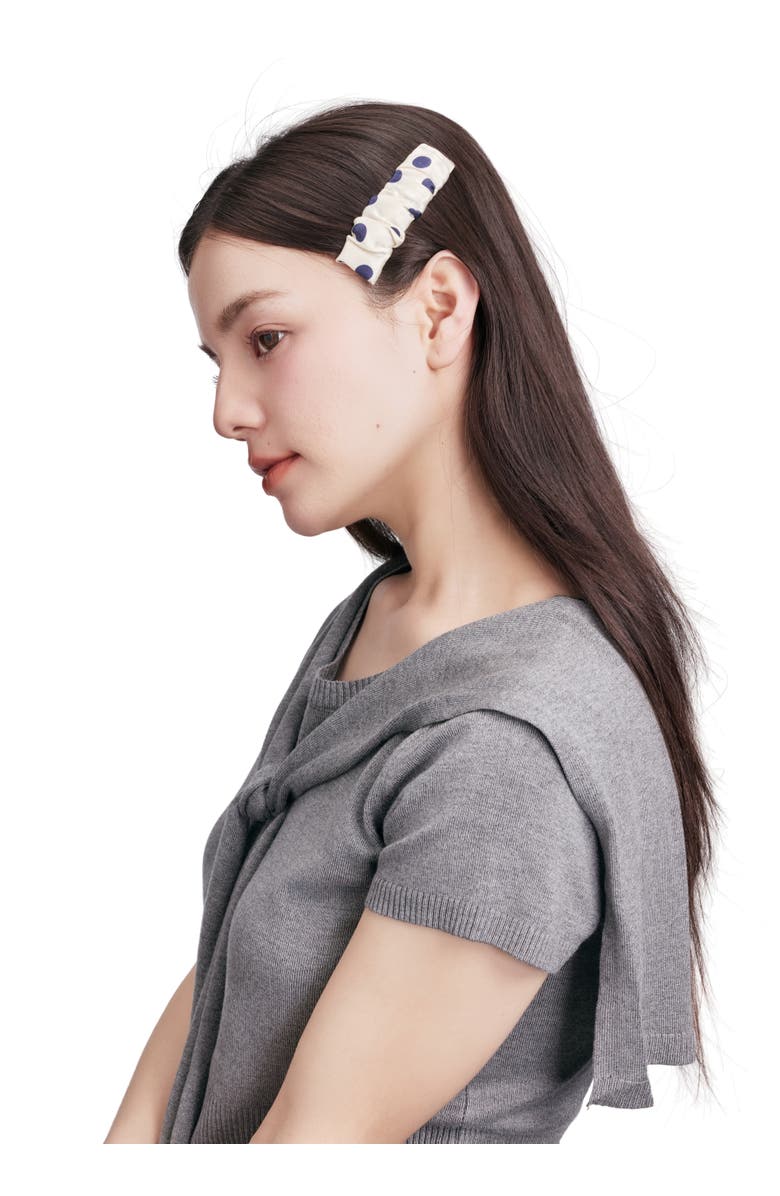 OLAH Polka Dot Silk Hair Barrette Clip, Alternate, color, White