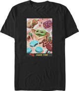 Star Wars: The Mandalorian and Grogu Men's Star Wars The Mandalorian and Grogu The Child Snack Time Comic Art  Graphic T-Shirt