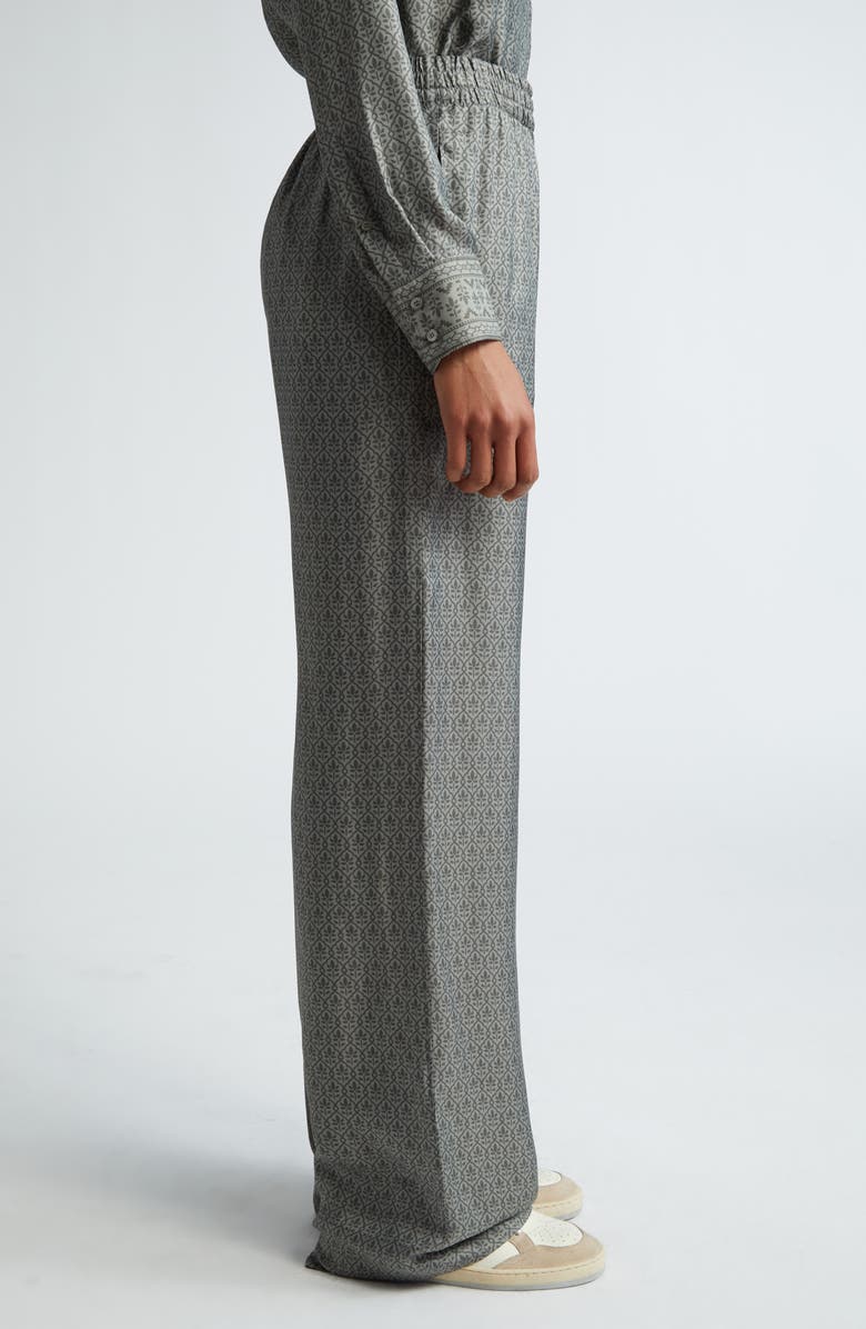 Golden Goose Journey Floral Print Relaxed Wide Leg Pants, Alternate, color, Moon Mist