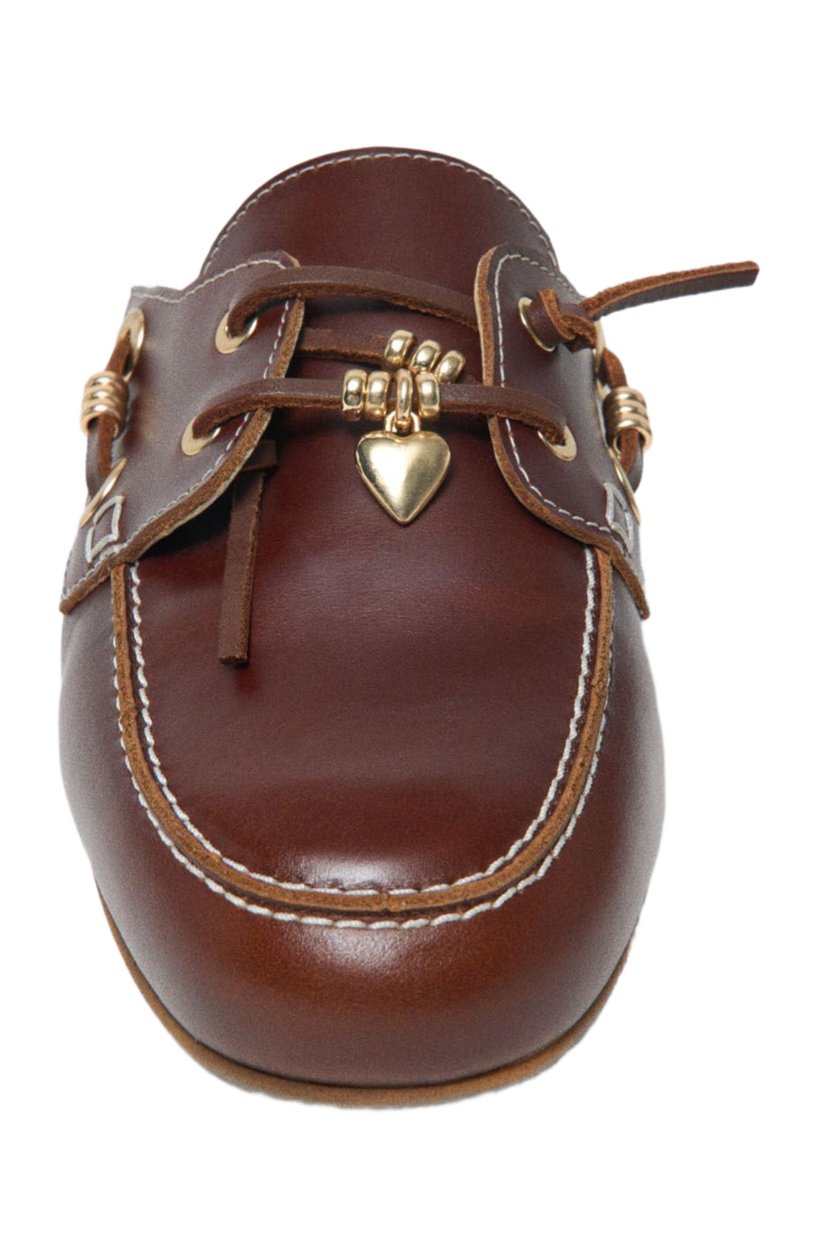 maje Leather boat mules, Alternate, color, Cognac Brown