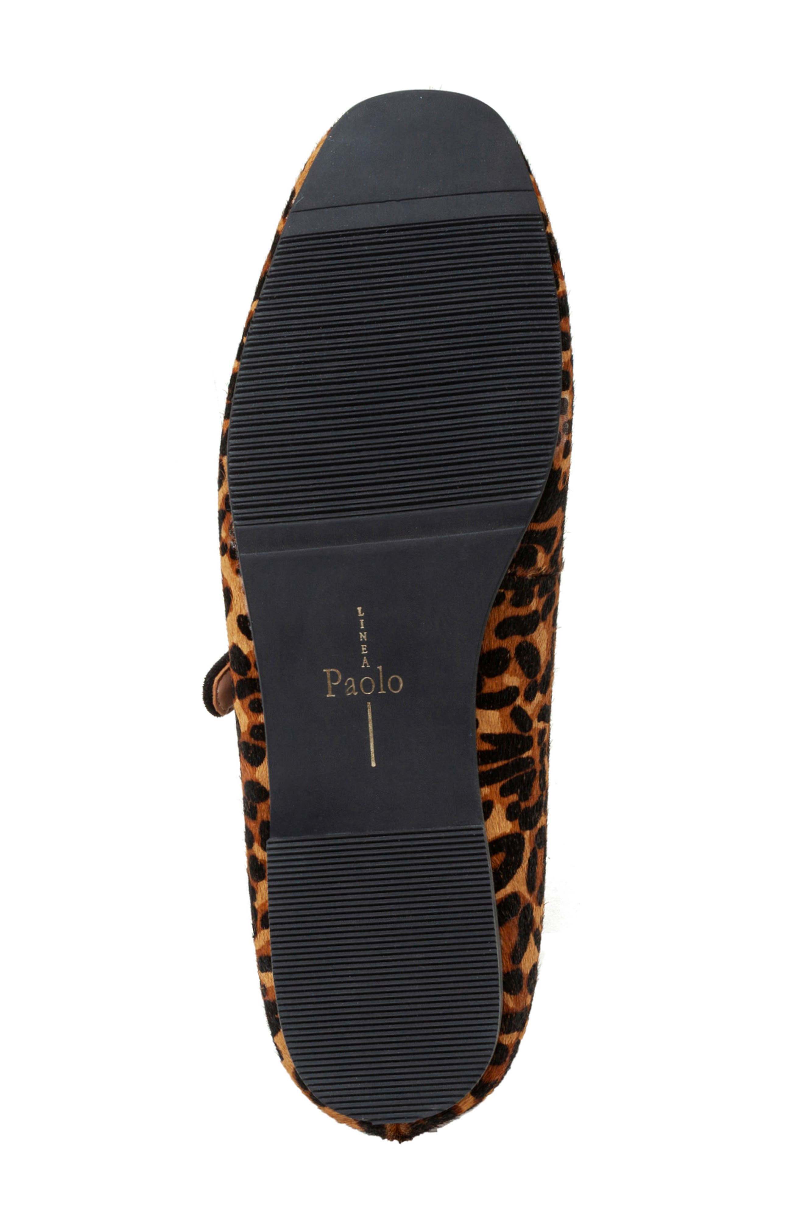 Linea Paolo Marley Leopard Print Genuine Calf Hair Flat, Alternate, color, Cognac/ Black