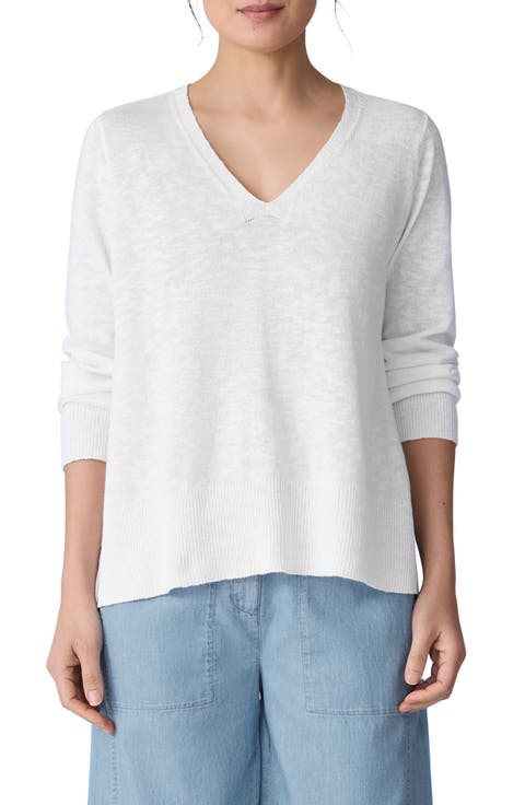 Organic Linen & Organic Cotton V-Neck Sweater
