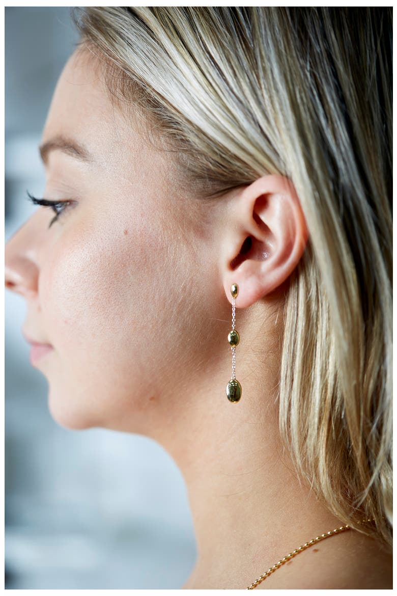Two-Tone Oval Linear Drop Earrings, Alternate, color, GOLD/ SILVER