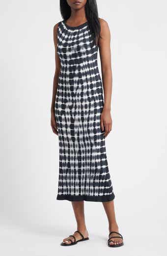 Nation LTD Christy Tie Dye Keyhole Rib Cotton Midi Dress