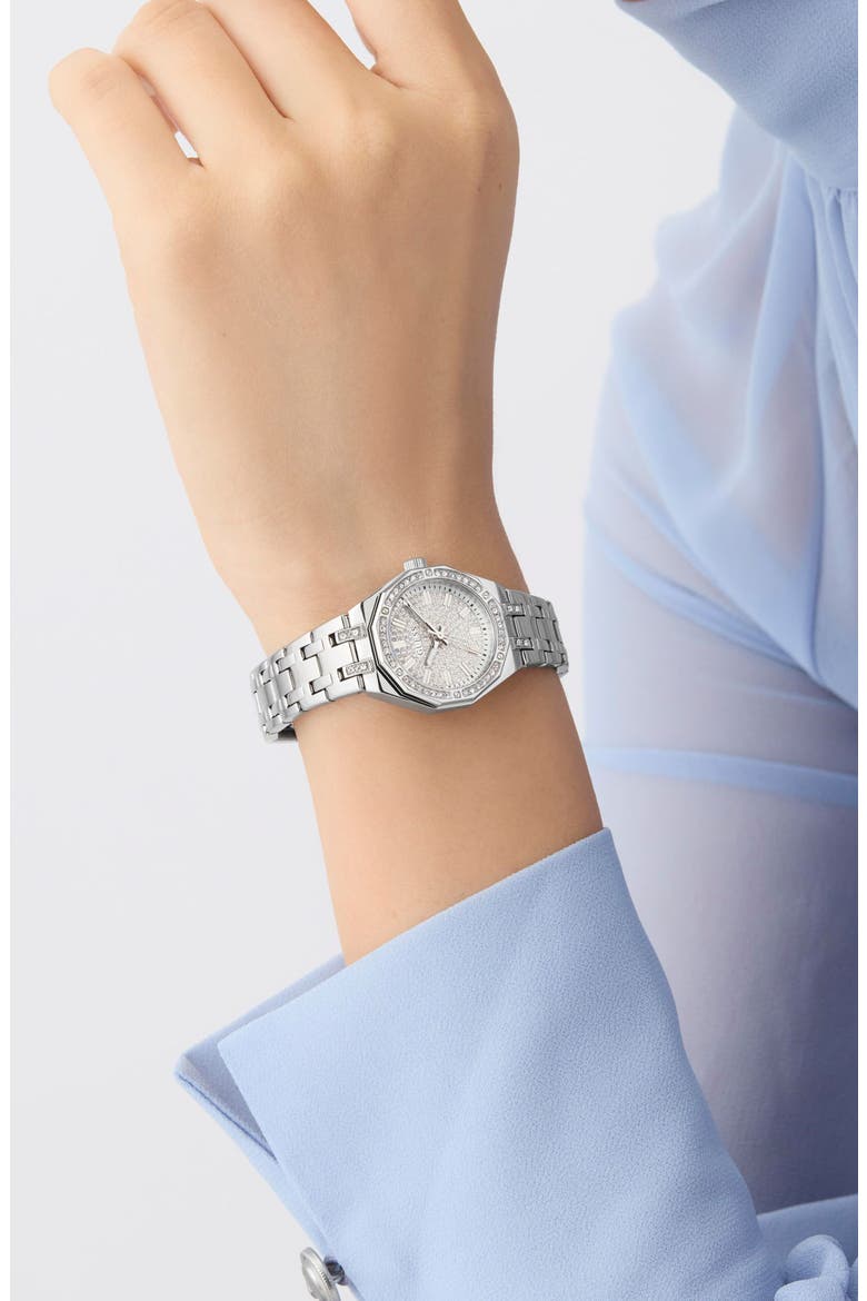 Pixie Crystal Dial Bracelet Watch, 25mm, Alternate, color, SILVER TONE