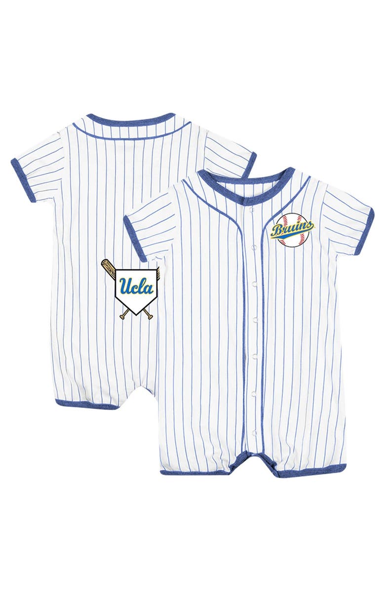COLOSSEUM Newborn & Infant Colosseum White UCLA Bruins Pinstripe Dusty Romper, Main, color, 