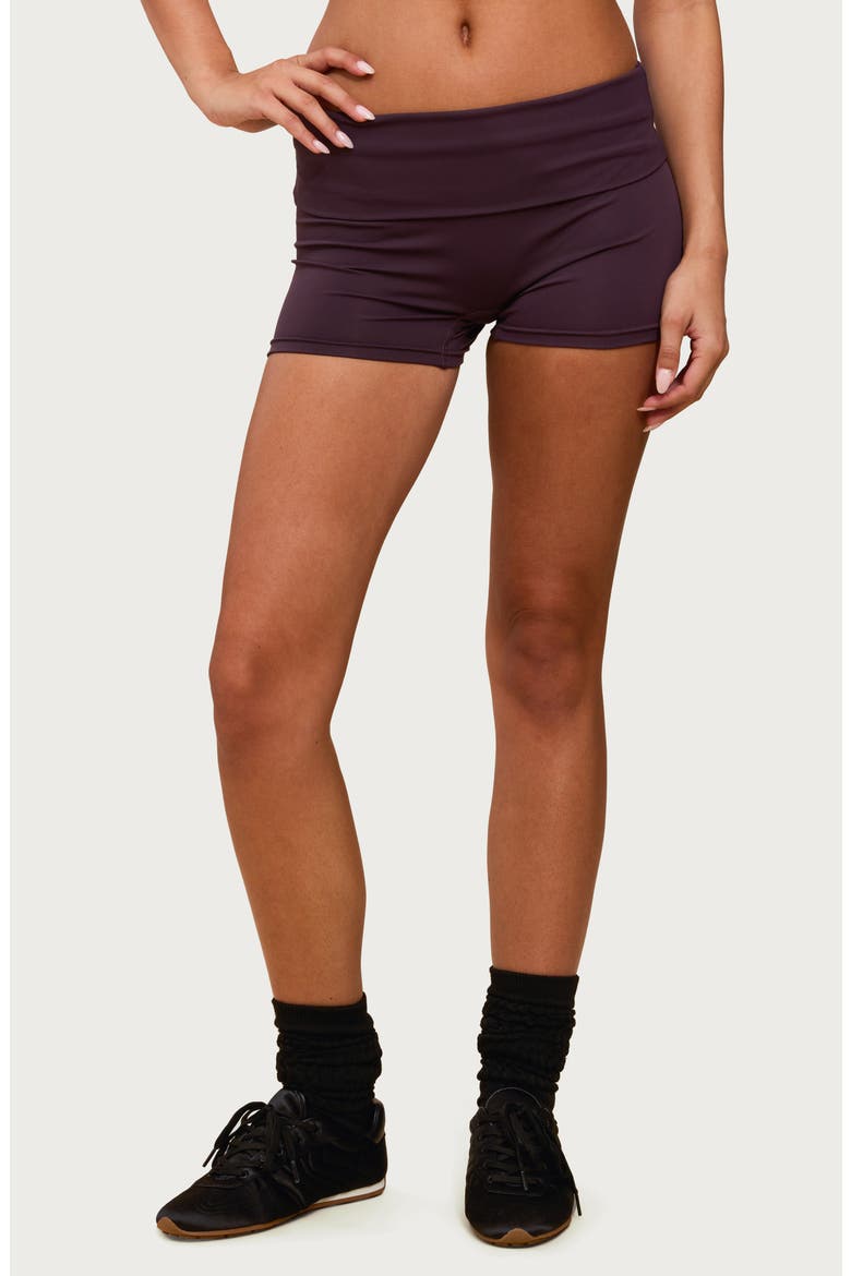 Soraia Foldover Bike Shorts, Main, color, PLUM