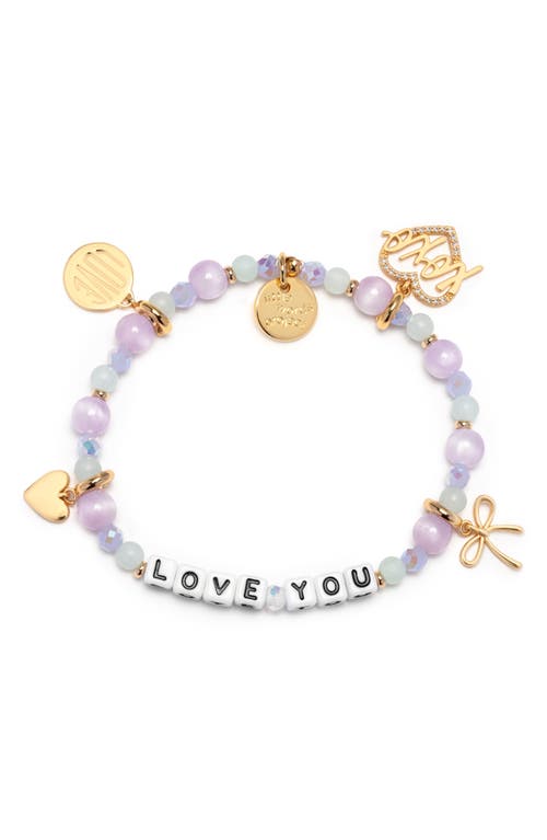 Little Words Project Love You Beaded Stretch Bracelet In Brown