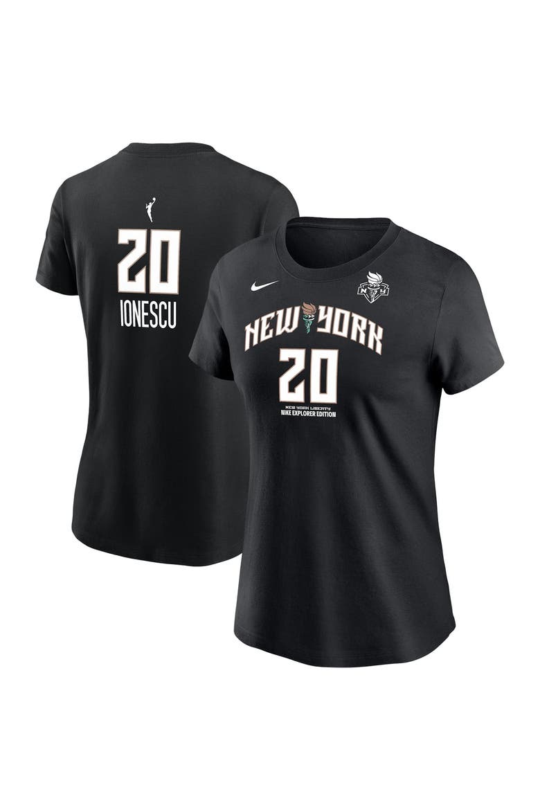 Women's Nike Sabrina Ionescu Black New York Liberty Name & Number Explorer Edition T-Shirt, Main, color, Black