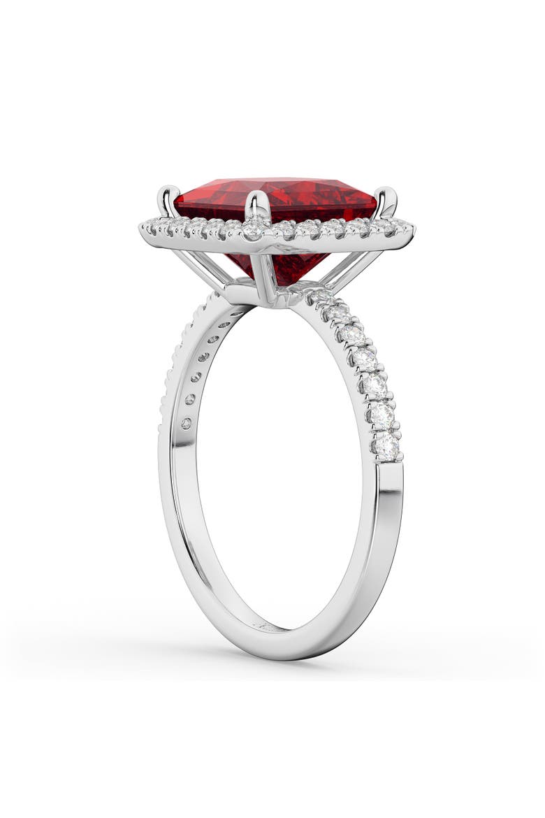 Princess Halo Ruby & Diamond Engagement Ring 14K Gold, Alternate, color, 3.47ct/White Gold