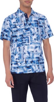 Bugatchi Hendrix Digital Tropical Print Pima Cotton Polo