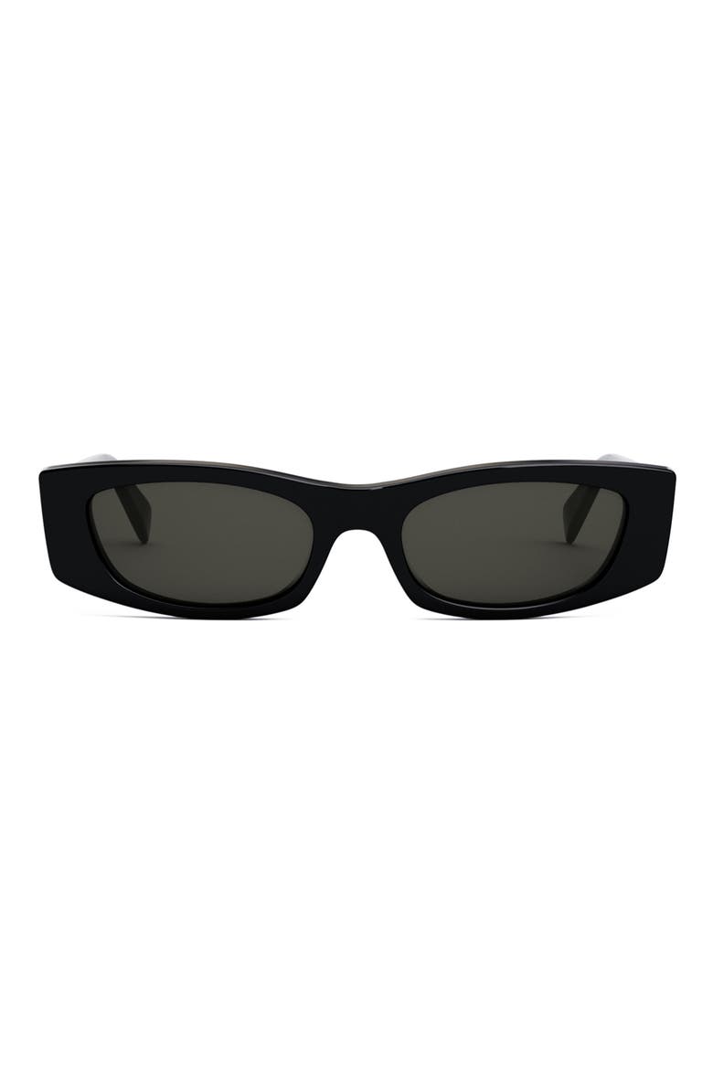 Bold 3 Dots 55mm Rectangular Sunglasses, Main, color, SHINY BLACK / SMOKE