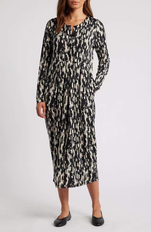 Masai Copenhagen Nilana Print Long Sleeve Dress in Black 