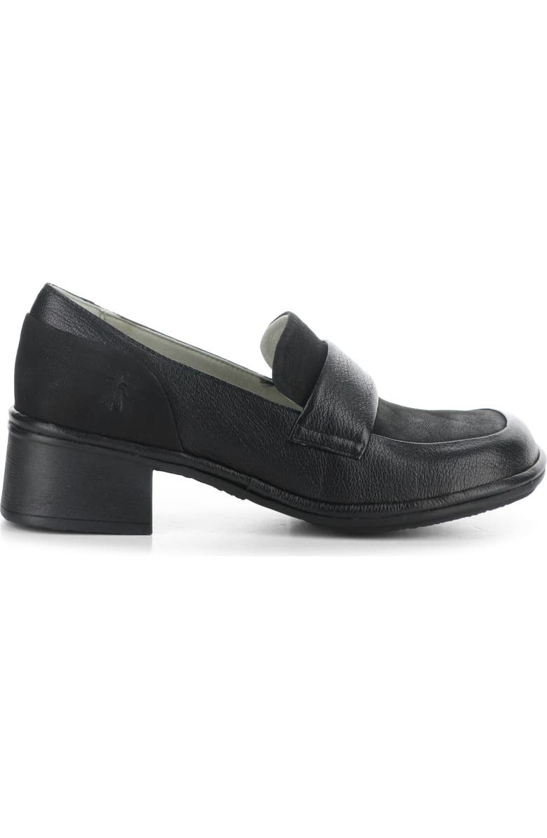 Fly London Elam Block Heel Loafer, Alternate, color, Black