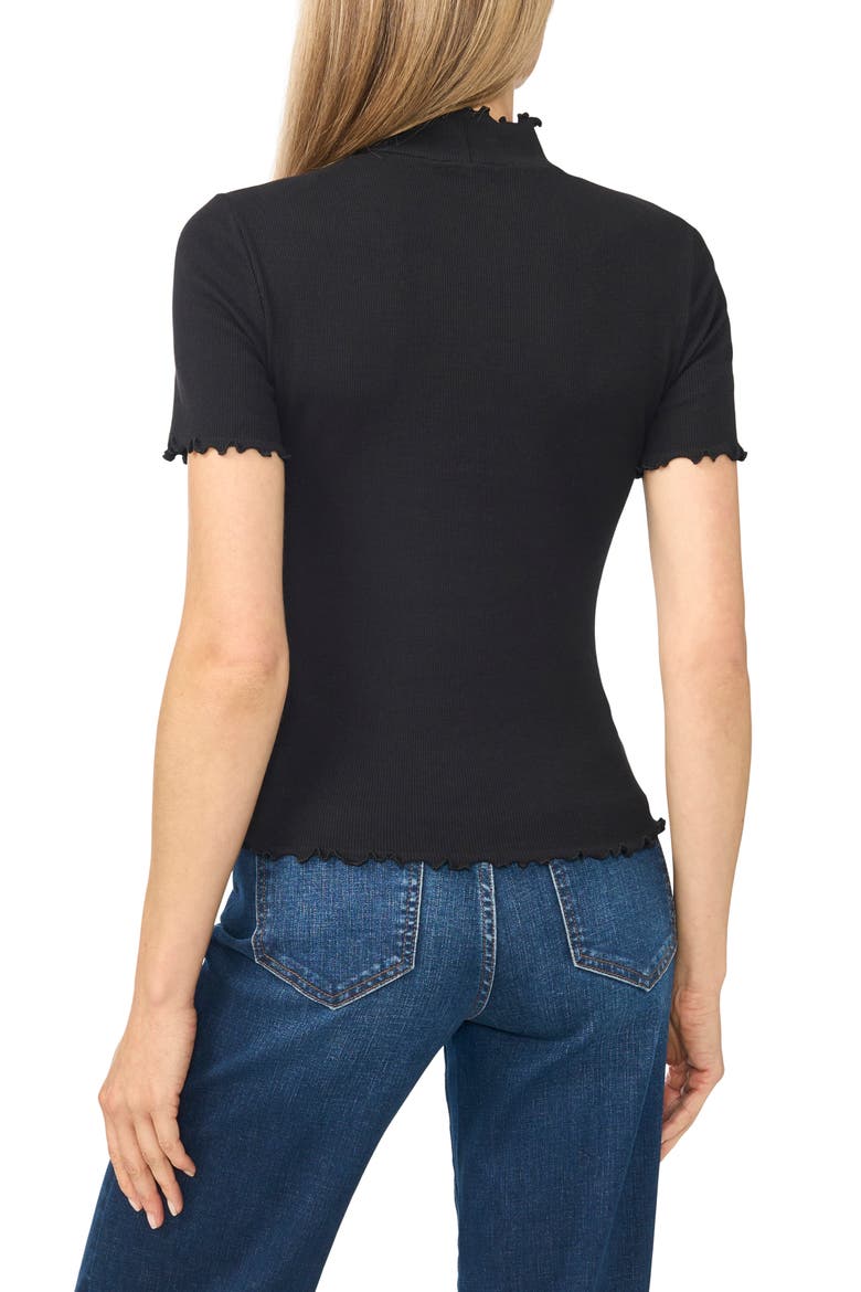 Lattice Trim Mock Neck T-Shirt, Alternate, color, RICH BLACK