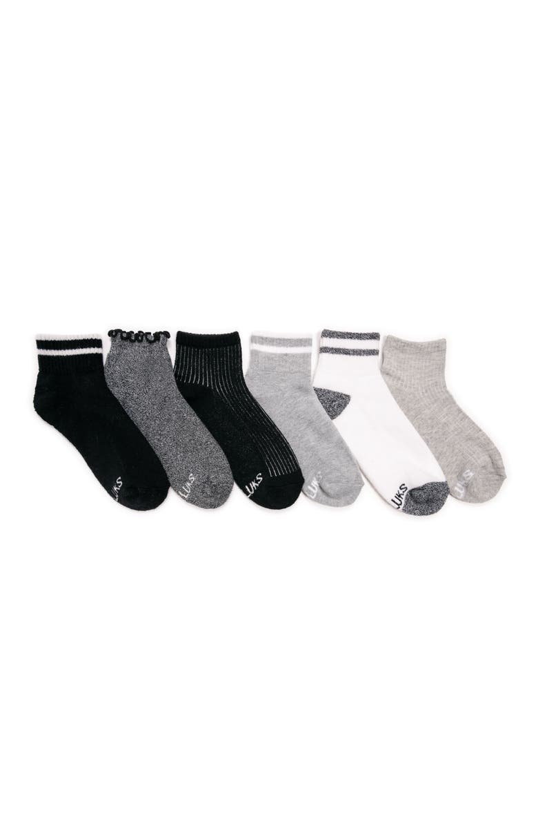 MUK LUKS Dream Step Mini Crew Socks 6 Pair Pack, Main, color, Dark Neutral