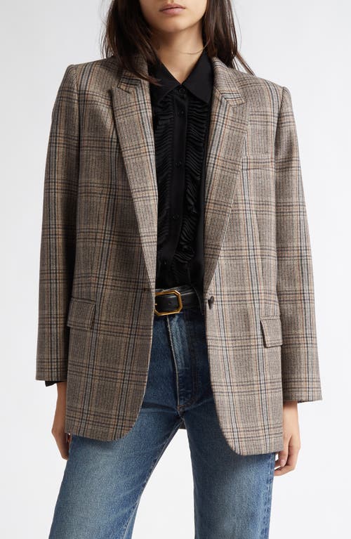 Nili Lotan Diane Plaid Wool Blend Jacket In Sand Plaid