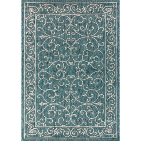 Charleston Vintage Filigree Textured Weave Indoor/Outdoor Area Rug